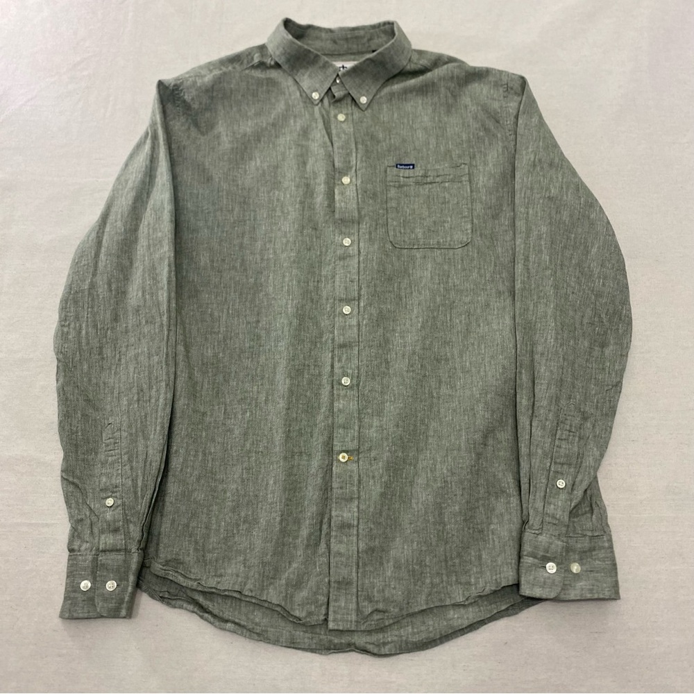 Barbour Olive Green Long Sleeve Button-Down Shirt